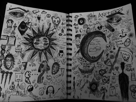 Messy Journal Aesthetic Grunge, Messy Notebook Aesthetic, Messy Art Aesthetic Sketch, Messy Doodles, Messy Sketches, Messy Journal Aesthetic, Notebook Doodles, Messy Art, Drawing Ideas List