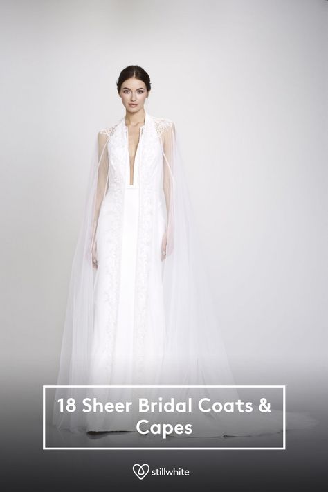 Sheer Bridal Cape, Bow Coat, Theia Couture, Bridal Coat, Wedding Coat, Cape Wedding Dress, Contemporary Bride, Bridal Jacket, White Bride