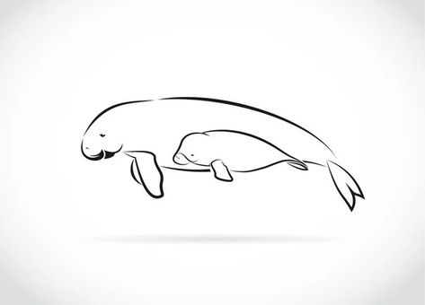 Dugong Tattoo, Dugong Drawing, Manatee Tattoo, Sea Tattoos, Motherhood Tattoos, Small Foot Tattoos, Ip Design, Mama Tattoo, Sea Tattoo