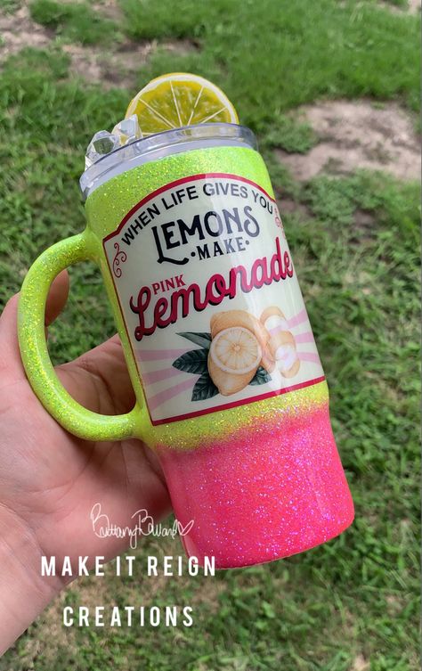 Diy Tumblers, Mason Jar Mug, Tumbler Cups, Tumbling, Lemonade, Mason Jars, Lemon, Tumbler, Glitter