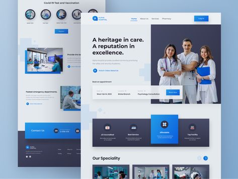 Hospital Home Page Hospital Website, Medical Website, Medical Website Design, Studio Marketing, Landing Page Inspiration, Ui Design Website, Ux Design Inspiration, Medical Design, Web Layout Design