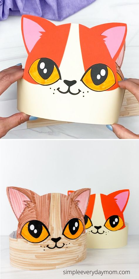 Pet fans unite! This cute and easy cat headband craft is a fun activity for kids to make. Download the free template and make with preschool, kindergarten, and elementart children. Cat Headband Diy, Kitten Craft Preschool, Cat Headband Craft, Pet Crafts For Kids, Pet Crafts Preschool, Cat Activities For Preschool, Cat Crafts For Kids, Pets Craft, Cat Crafts Preschool