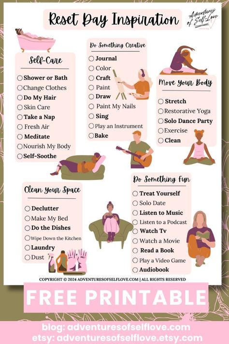 Self Care Day Checklist, Reset Day Routine, Relaxation Techniques For Sleep, How To Relax Your Mind, Reset Day, Best Self Quotes, Day Checklist, How To Relax Yourself, Calming Techniques#SelfCareToDoChecklist #SelfCareRoutineIdeas #ImproveDailySelfCare #FriendsChecklist #PrintableSelfCareRoutine Self Care Day Checklist, Reset Day Routine, Relaxation Techniques For Sleep, Mind Reset, How To Relax Your Mind, Reset Day, Day Checklist, Best Self Quotes, Coping Skill