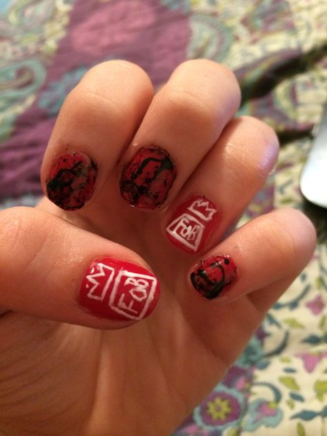 Did my nails for my Fall Out Boy/Paramore concert tomorrow! Fall Out Boy Nails, Boy Nails, Paramore Concert, Themed Nail Art, Funky Nails, Fall Out Boy, Paramore, I Fall, My Nails