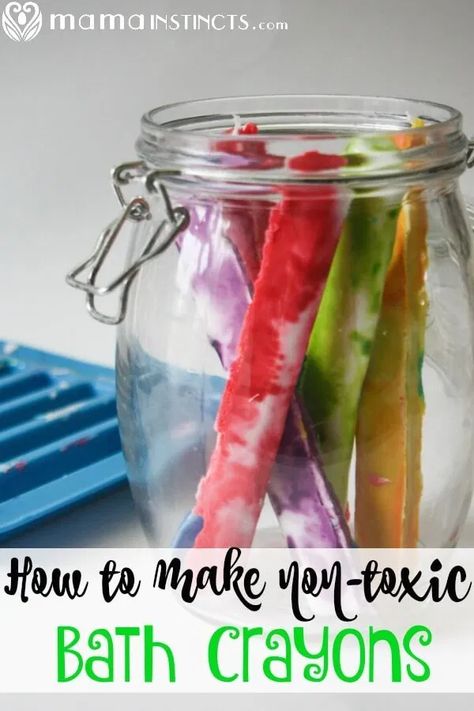 Bath-time Play: How to Make Non-toxic Bath Crayons Toddler Bath Time, Bath Crayons, Making Crayons, Old Baby Clothes, Craft Toys, Bath Paint, Toddler Bath, Bath Bomb Recipes, Bath Time Fun