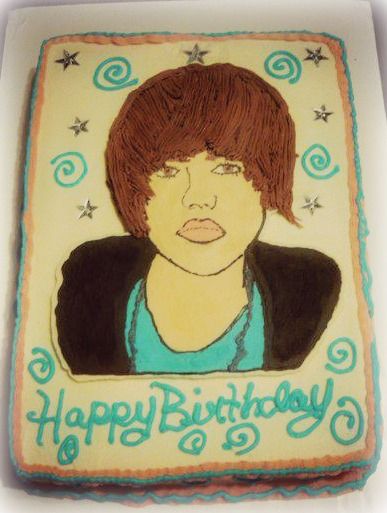 Justin Bieber Cake. Silly Cakes, Bar Mitzvah Ideas Boys, Justin Bieber Cake, Celebrity Cake, Justin Bieber Party, Goofy Cake, Justin Bieber Birthday, Ugly Cake, Taylor Swift Cake