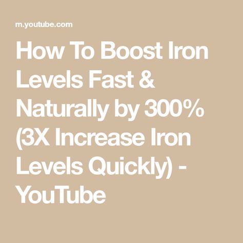 How To Boost Iron Levels Fast & Naturally by 300% (3X Increase Iron Levels Quickly) - YouTube Boost Iron Levels Fast, How To Raise Iron Levels Fast, Increase Iron Levels Fast, Boost Iron Levels, Increase Iron Levels, Increase Iron, Iron Absorption, Car Care Tips, Car Care