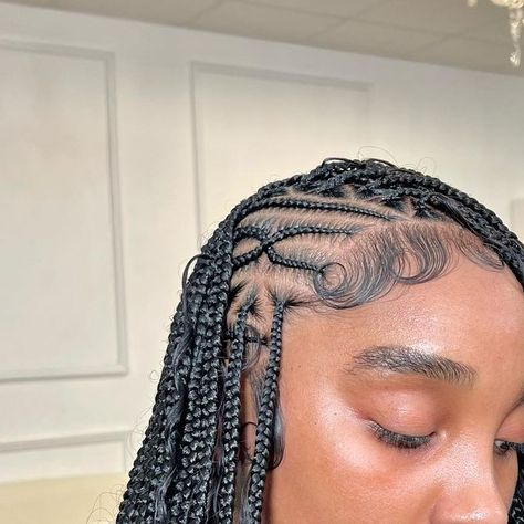 Nayla Chalas | Boston Braider on Instagram: "This versatile look..😮‍💨😍 Half & Half: “Versatile Stitch Braids + Bohemian Medium Knotless” #braids #braidsbraidsbraids #braidsgang #neatbraids #longbraids #braidstyles #braiddesigns #feedinbraids #feedingbraids #feedins #feeding #knotless #knotlessbraids #squareparts #boxbraids #atlhairstylist #atlbraider #atlantabraids #atlantabraider #singles #knotlessboxbraids #summerhairstyles #protectivestyles #bostonstylist #bostonbraids #bostonbraider #braidsboston #cutebraids #uniquebraids #neatbraids #braidsbynayla" Half Stitch Braids Half Knotless Braids, Rod Wave Collage, Wave Collage, Braids Bohemian, Medium Knotless Braids, Medium Knotless, Feeding Bra, Half Braid, Unique Braids