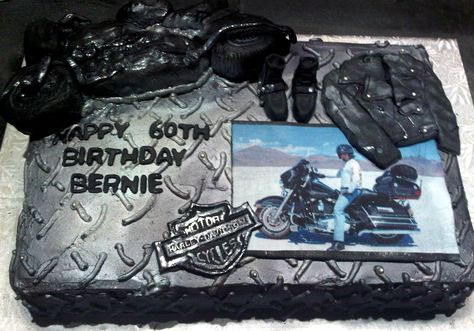 Motorcycle Themed Cake with buttercream and hand-crafted fondant decor Biker Party, Motorcycle Birthday, Garage Party, 60th Bday, Cake With Buttercream, Party Deco, 40th Birthday, Themed Cakes, Bday Party