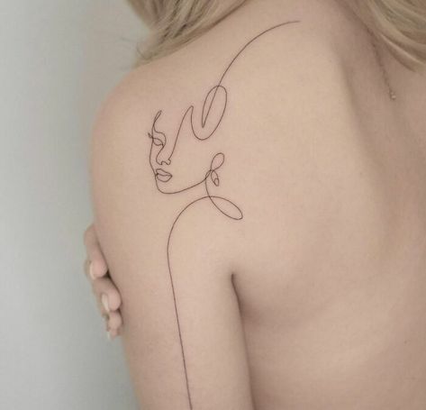 Line Woman Tattoo, Woman Face Profile, Single Line Woman, Women Tattoo Placement, Line Drawing Tattoos, Face Tattoos For Women, Around Arm Tattoo, One Line Tattoo, Cute Simple Tattoos