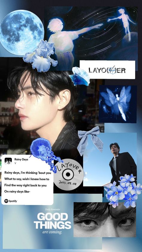 Kim Taehyung 💙 Blue Asthetics Photos Wallpaper, Aesthetic Kim Taehyung Wallpaper, Bt21 Wallpaper Aesthetic, Taehyung Inspired Wallpaper, Blue Taehyung, Wallpaper Bagus, Kim Taehyung Collage, Kim Taehyung Blue, Daddy Taehyung