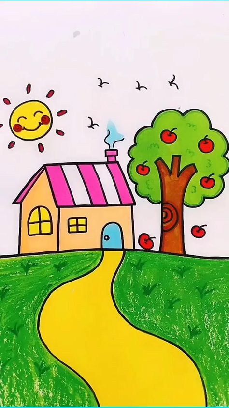 How To Draw a landscape That Looks Cute in 2022 | Easy doodles drawings, Art drawings for kids, Scenery drawing for kids Nature Drawing For Kids, Easy Kids Art Projects, Drawing Pictures For Kids, Scenery Drawing For Kids, Easy Scenery Drawing, Drawings For Kids, Hand Art Kids, Rainbow Drawing, Scenery Drawing