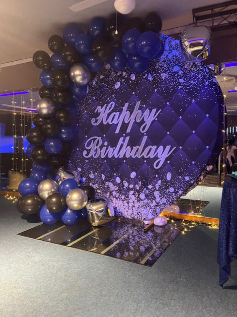 Blue and black balloon arch Blue And Black Balloon Arch, Black Balloon Arch, Black Balloon, Black Balloons, Blue Back, Birthday Decor, Balloon Arch, Birthday Dresses, Blue And Black