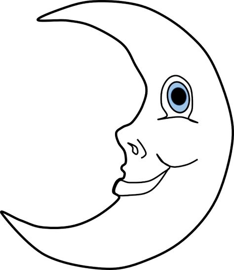 Sky Cliparts Free Moon Clipart Black And White, Simple Crescent Moon, Kindergarten Coloring Sheets, Smiling Moon, Moon Clipart, Moon Coloring Pages, Printable Coloring Pages For Kids, Object Drawing, Moon Drawing