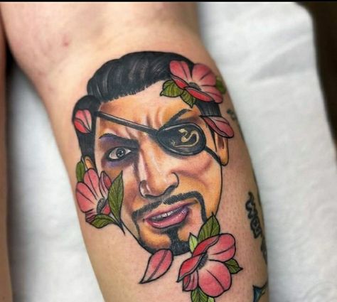 Majima Tattoo, Yakuza 3, Yakuza Kiwami, Goro Majima, Yakuza Tattoo, Eye Patch, Dragon Quest, Portrait Tattoo, Fan Art