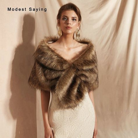 Cheap Wedding Jackets / Wrap, Buy Directly from China Suppliers:Dark Brown Warm Faux Fur Wedding Shrugs 2019 Fashion Bridal Shawls Women Party Boleros Fur Stoles Warm Wraps Wedding Accessories Enjoy ✓Free Shipping Worldwide! ✓Limited Time Sale ✓Easy Return. Cocktail Engagement Party, Faux Fur Wedding Shawl, Fur Shawl Wedding, Faux Fur Wedding, Bridal Fur, Faux Fur Shawl, Womens Cosplay, Wedding Fur, Faux Fur Wrap