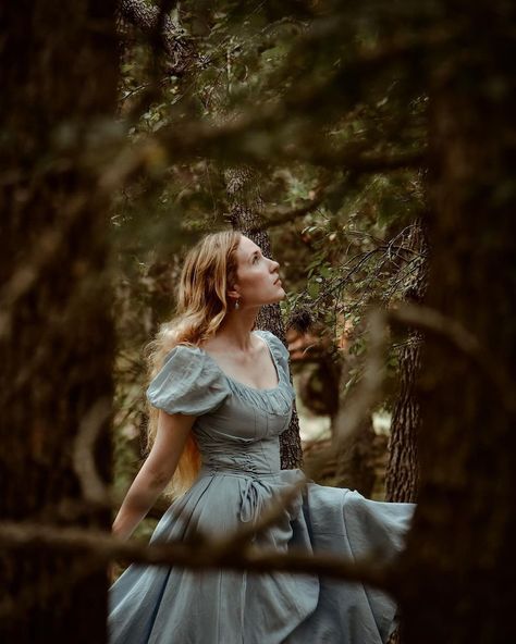 Whimsical Headshots, Spring Vintage Dress, Staged Photography, Maxi Linen Dress, Fairytale Photoshoot, Cinderella Dress, Dress Puff Sleeve, Cinderella Dresses, Senior Pic Ideas