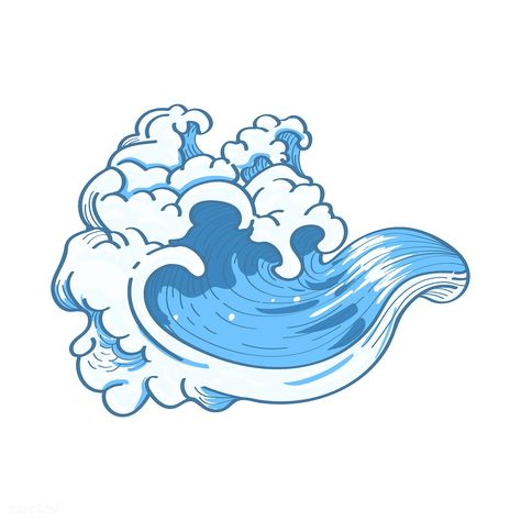 Blue Japanese wave background vector | premium image by rawpixel.com / Niwat Japan Wave, Waves Cartoon, Wave Drawing, Wave Background, 달력 디자인, Blue Drawings, Japanese Wave, Wave Illustration, Waves Vector