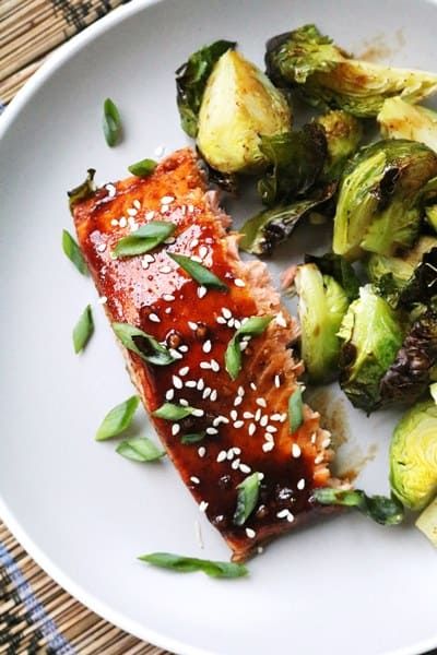 Dinners Salmon, Hoisin Salmon, Salmon Dinners, Sheet Pan Salmon, Pan Salmon, Seafood Entrees, Salmon Dinner, Baked Salmon Recipes, Sprout Recipes