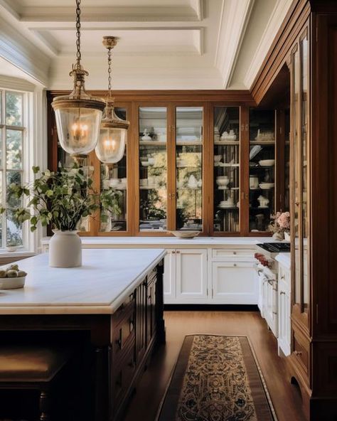 Vivir Design on Instagram: "You can transform your kitchen into a stunning showcase by adding a big built-in glass cabinet or hutch. Show off your favorite dishware and also add a show stopping focal point to your design. Here are some examples that are sure to inspire! 1- @vivirdesign (AI) 2- @rejuvenation 3- @pcdstudios @jordanrossdesigns Photo: @stephaniecrusso 4- @whittneyparkinson Photo: @sarahshieldsphoto 5- @sabbeinteriordesign Photo: @paigerumorephoto 6- @nicolegreendesignhouse Photo: @lissmabey 7- @blackbirchhomes Photo: @brookepavel 8- @housewestdesign 9- @laurenliess Photo: @helennorman 10- @amberinteriors . . . . . . . . Follow @vivirdesign for more great spaces . . . Share your designs with us using #wearevivir. . . . #luxeathome #smmakelifebeautiful #houseandgard Kitchen Farmhouse, January 12, Design Del Prodotto, Glass Cabinet, Beautiful Kitchens, House Inspo, Dream Home Design, Home Fashion, Hutch