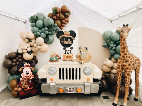 Mickey Mouse Safari First Birthday, Mickey Mouse Jungle Safari, Mickey Mouse Safari Balloon Arch, Mickey Safari Balloon Garland, Jungle Mickey Mouse Party, Mickey Mouse Safari Backdrop, Mickey Safari Backdrop, Mickey Mouse Birthday Neutral, Safari Mickey Birthday Party