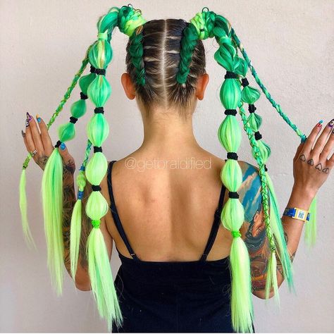 Flirty Ponytail, Fulani Braids Hairstyles Designs, Edc Hair, Fulani Braids Hairstyles, Hairstyles Designs, Festival Hair Extensions, Festival Hair Braids, Rave Hairstyles, Rave Braids