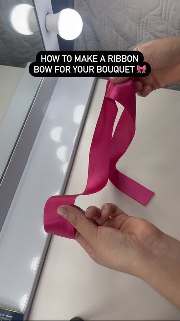 𝐂𝐫𝐢𝐬𝐭𝐚𝐥 ♡ on Instagram: "Quick tutorial on making a ribbon bow🎀 Hope this helps some florists out there 🫶🏻🥰 • • #smallbusiness #floraltips #flowerbusiness #ribbonbowtutorial #tutorial #ribbon #ramobuchon #igreels #tipsforyourbusiness #flowerbouquet #floristtips" Tying Ribbon On Bouquets, Ribbon On Bouquet Diy, How To Make A Prom Bouquet Diy Tutorial, Bows For Flower Arrangements, Bow For Flower Arrangement, Wrapping A Bouquet With Ribbon, How To Tie Bouquet With Ribbon, Flower Bouquet Ribbon Ideas, How To Tie A Bow With Ribbon For Bouquet