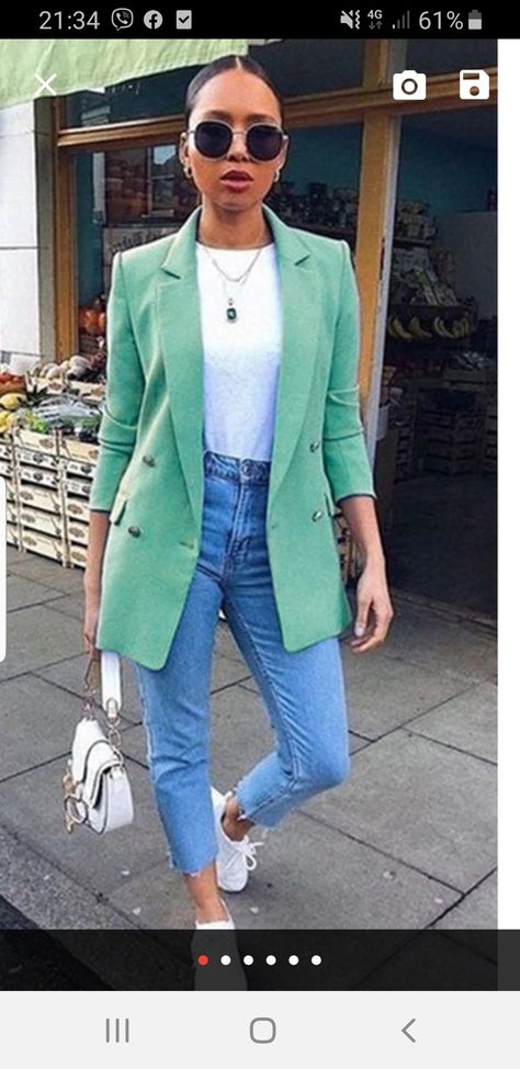 Mint Blazer Outfits For Women, Light Green Blazer Outfits For Women, Mint Green Blazer Outfit, Light Green Blazer Outfit, Turquoise Blazer Outfit, Green Blazer Outfit, Mint Green Blazer, Turquoise Blazer, Maxi Blazer