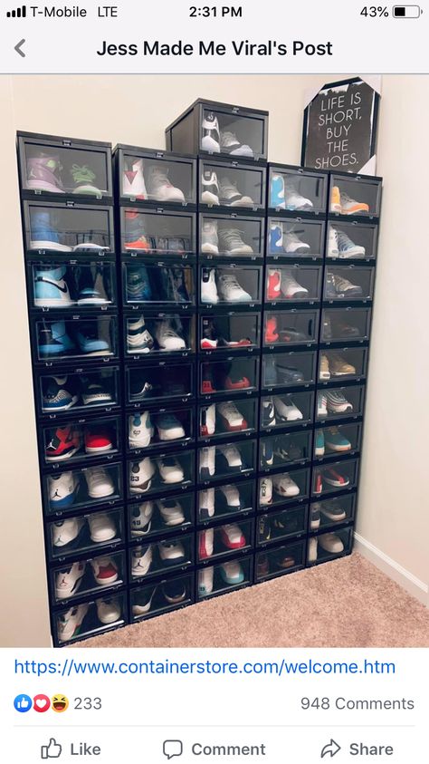 Shoe Case, Organization Aesthetic, Sneakerhead Room, Shoe Organization, Mens Room, Room Organization Bedroom, Shoe Room, Boys Closet, Diy Closet