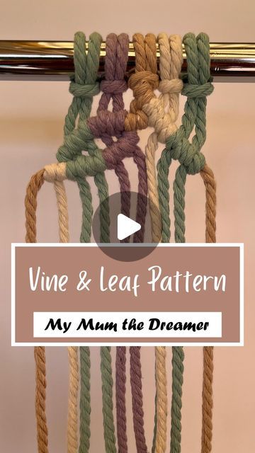 Michelle | Macrame Trainer & Creator on Instagram: "How to tie a macrame vine and leaf pattern PART 1:  This tutorial is written with the assumption you already know how to tie clove hitch knots…comment “CHK” to receive the link to the reel on how to tie clove hitch knots 😊  1. Begin with 10 cords hanging down. 2. Holding the 5th cord from the left in your right hand, tie 5 diagonal clove hitch knots down towards the right-hand side. 3. Take the new 6th cord in your left hand and tie 3 clove hitch knots across towards the left-hand side. 4. Now angle the filler (middle) cord downwards and tie 2 more clove hitch knots down towards the left-hand side. 5. Once again, take the new 6th cord across and use it as the filler cord to tie 3 clove hitch knots down towards the left. 6. Angle the fill Clove Hitch Knot, Macrame Leaf, Make It Or Break It, Vine Pattern, Vine Leaves, Hand Tie, Macrame Knots, The Leaf, Leaf Pattern