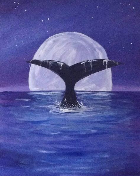 Paint Night Ideas, Whale Painting, Canvas For Beginners, Paint Nite, Canvas Painting Tutorials, Simple Canvas Paintings, Cute Canvas Paintings, Easy Canvas Art, Easy Canvas Painting