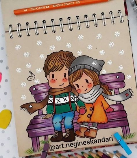 Mela Drawing, Girl Draw, Boyfriend Anniversary, Sketches Pencil, Color Drawing, Art Sketches Pencil, Fantasy Paintings, Art N Craft, Cute Couple Art