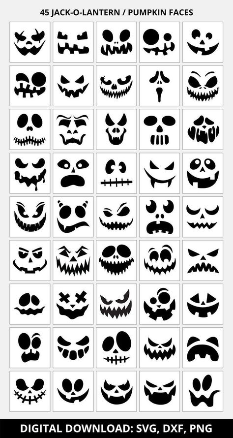 Pumpkin Scary Faces, Scary Jackolantern Ideas, White Painted Pumpkins Ideas, Pumpkin Face Drawing, Halloween Easy Drawings, Halloween Pictures To Draw, Scary Halloween Drawings, Pixel Art Halloween, Scary Pumpkin Carving Patterns