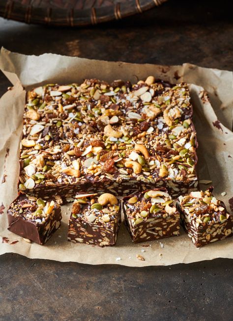 Seedy, Nutty Chocolate Block » Dish Magazine Dish Magazine, Chocolate Slice, Winter Dishes, Slices Recipes, Artisan Food, Food Options, Energy Balls, Chocolate Bars, Sweet Stuff