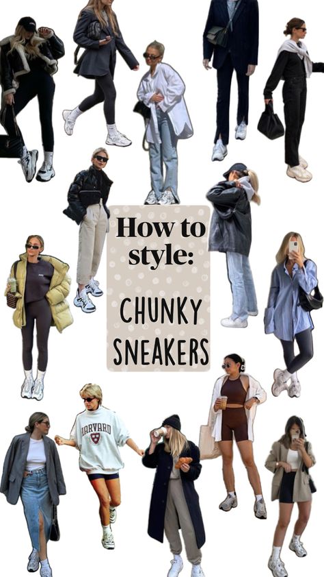 Are they chunky sneakers or dad shoes? Chunky Sneakers Outfit Street Style, Style Chunky Sneakers, Dad Shoes Outfit, Dad Sneakers Outfit, Floral Maxi Skirt Outfit, Edgy Sneakers, Collage Outfits, Sportswear Outfits, Outfit Inspiration Women