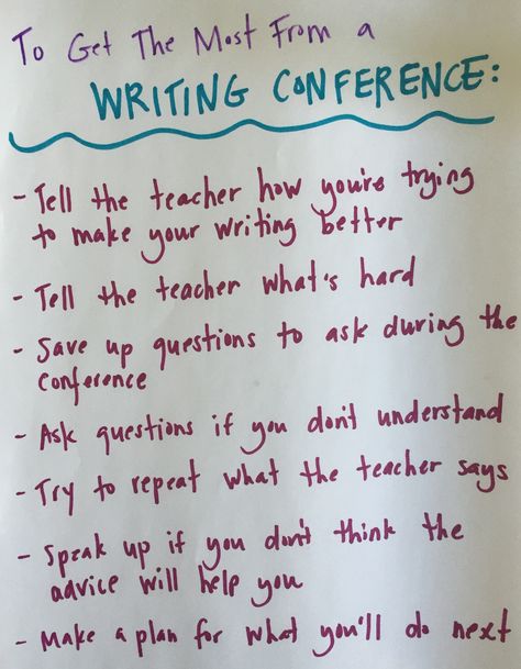 Get the most from a conference chart Fifth Grade Writing, Fourth Grade Writing, Lucy Calkins, Writing Conferences, 5th Grade Writing, Ela Writing, Writing Anchor Charts, 4th Grade Writing, 5th Grade Ela