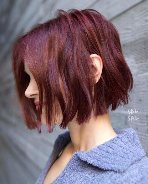 30 Trendy Short Haircuts for Women In 2023 - Flymeso Blog Beautiful Red Hair Color, Cherry Cola Hair, Cherry Hair Colors, Inverted Bob Haircuts, Cherry Red Hair, Cherry Hair, How To Lighten Hair, Beautiful Red Hair, Curly Hair Women