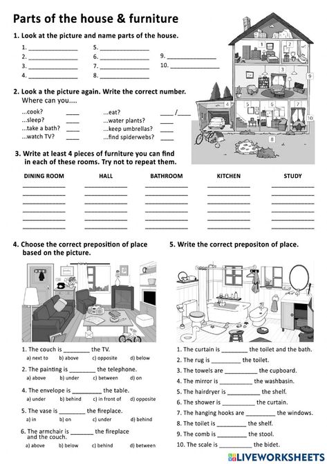 Ejercicio online de House para grade 5 English Activities For Kids, English Exercises, English Language Learning Grammar, The Worksheet, Learning English For Kids, English Worksheets For Kids, Kids English, English Classroom, English Language Teaching