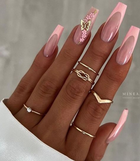 Francia Nails, Korean Manicure, Pink Coffin Nails, Nail Art Cute, Pink French Nails, Nagel Design, Pink Coffin, Peach Nails, Light Pink Nails