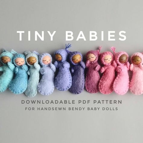 How To Sew A Ball, Miniature Dolls How To Make, Diy Tiny Doll, Tiny Dolls To Make, Things To Sew For Baby, Things To Make With Felt, Cute Felt Crafts, Doll Making Patterns, Wood Peg Dolls