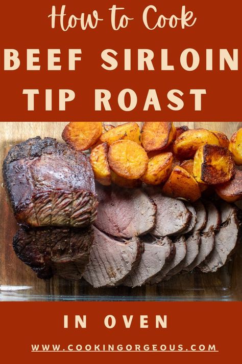 Recipe for easy marinated in wine beef sirloin tip roast and homemade gravy served with duck fat potatoes. Red Wine Marinade, Beef Sirloin Tip Roast, Roast In Oven, Easy Fall Dinner Recipes, Wine Marinade, Tip Roast, Sirloin Roast, Sirloin Tip Roast, Beef Round