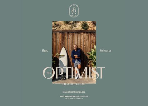 The Optimist Beach Club Mark Design on Behance Art Furniture Design, Fashion Graphic Design, Sound Design, Advertising Photography, Graphic Design Branding, Interactive Design, Exhibition Design, Infographic Design, Graphic Design Art