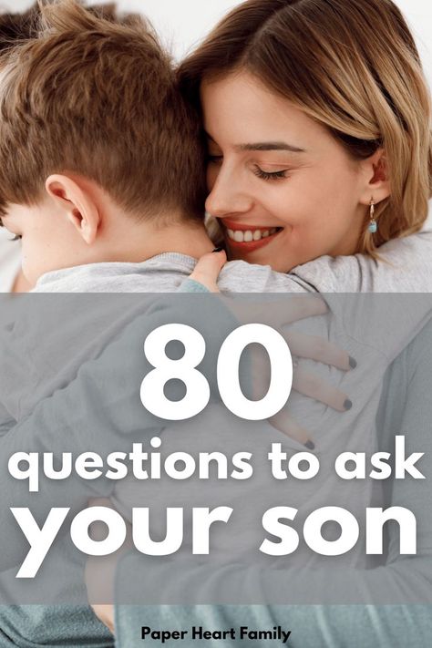 These questions for boys include silly questions, would you rather, confidence boosting, thought-provoking questions and more! Questions To Ask Your Son, Questions To Ask Your Teenage Son, Questions To Ask Kids About Themselves, Serious Questions, Questions To Get To Know Someone, Kids Questions, Topics To Talk About, Mom Things, English Speaking Skills