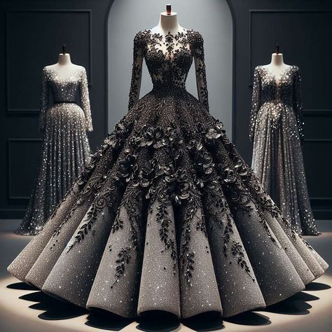 Hi My Friends If you feel boring so visit my website for entertaining Black Dress Frock, Black Gown Aesthetic, Aesthetics Dress, Princess Frock, Roleplay Outfits, Princess Frocks, Fairy Gown, Fairytale Gown, Snowflakes Falling