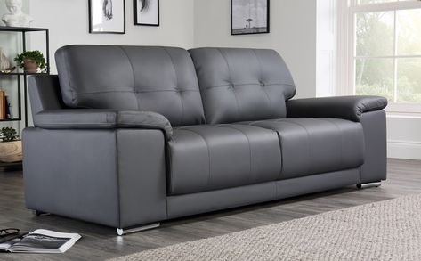 Kansas Grey Leather Sofa 3 Seater Only £499.99 | Furniture Choice Light Grey Leather Couch, Grey Leather Sofa Living Room, Grey Leather Couch, Leather Sofa Living, Leather Couches Living Room, Velvet Corner Sofa, Grey Leather Sofa, Best Leather Sofa, 3 Seater Leather Sofa