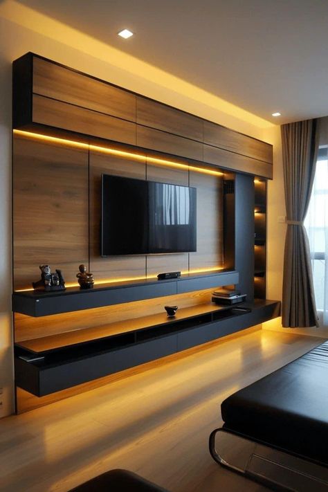 Wall Unit Ideas Living Room, Wall Unit Tv, Mounted Tv Ideas Living Rooms, Hall Interior Design Living, बेडरूम डिजाइन, Tv Cabinet Design Modern, Modern Tv Room, Ruang Tv, Tv Unit Decor