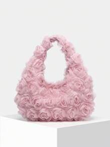 Medium Purse, Handbags Casual, Pink Handbags, Flower Bag, Hobo Bags, Pink Purse, Underarm Bag, Ladies Clutch, Flower Decor