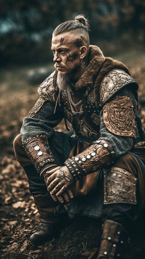 Viking Sorcerer, Viking Men Warriors, Dark Viking Aesthetic, Medival Characters, Viking Photography, Viking Photoshoot, Male Viking, Viking Warrior Men, Nordic Clothing