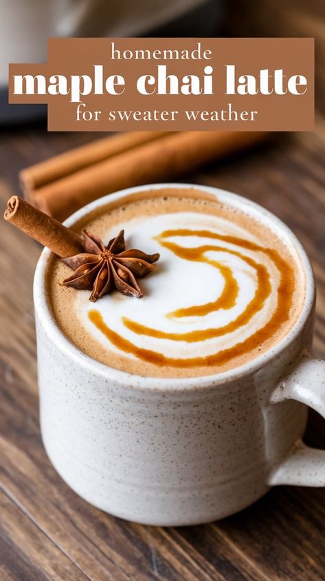 Wrap yourself in autumn vibes with this homemade maple chai latte! Sweetened with pure maple syrup and infused with warming spices, this drink will be your go-to on cozy fall mornings. It’s a delicious twist on the classic chai, perfect for sipping in your favorite sweater.
#MapleChai #FallLatte #WarmDrinks #AutumnInACup #CozySeason Maple Cardamom Latte, Maple Chai Tea Latte, Warm Beverages For Winter, Fall Hot Drinks, Healthy Chai Tea Latte, Chai Latte Mix Recipe, Holiday Lattes, Fall Latte Recipes, Apple Chai Latte