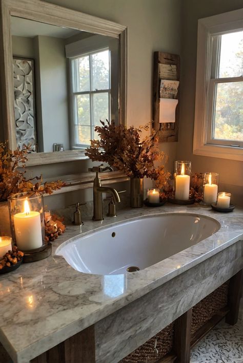 Fall Furniture , Autumn Cozy Fall ,Decor Easy Fall ,
Decor Neutral Fall ,Decor Fall ,Decor Inspiration ,Fall Decor Ideas Fall Decor Restroom, Bathroom Brown Cabinets Decor, Decorating A Bathroom For Fall, Bathroom Autumn Decor, Thanksgiving Bathroom Decor Ideas, Earthy Restroom, Small Bathroom Design Inspiration, Tan And Brown Bathroom, Bathroom Aesthetic Cozy